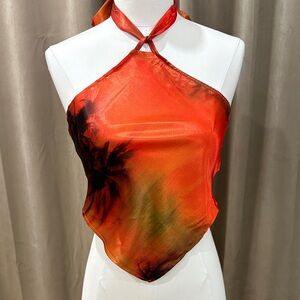 PrettyLittleThing Fiery Orange Halter Camisole